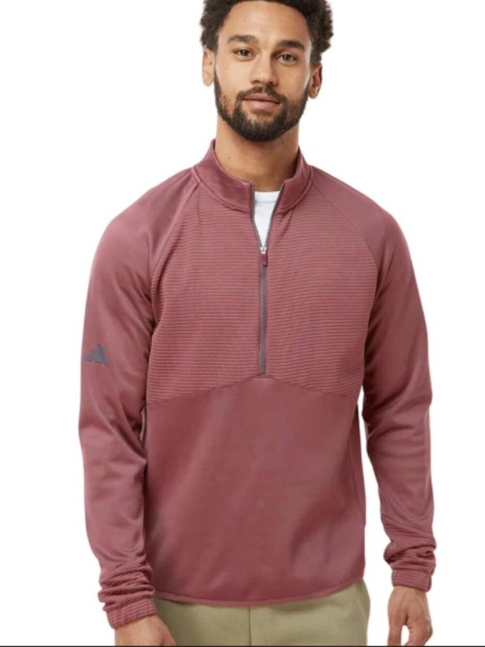 Adidas Golf A587 1/4 Zip, Quiet Crimson, NWT, American Heart Association Embroid
